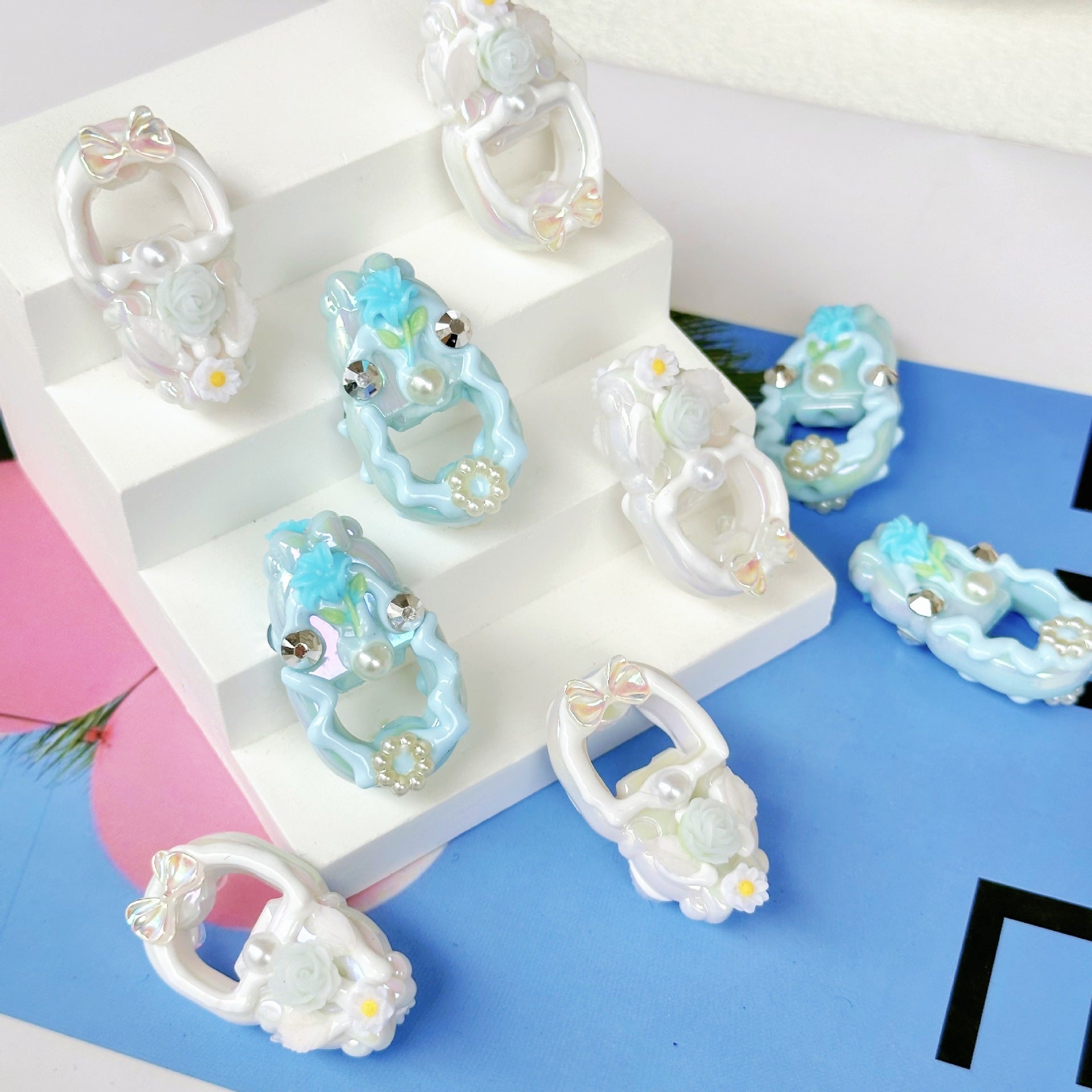 Wholesale 10pcs 3mm Diamond Flower Guardian Hand-painted Beads